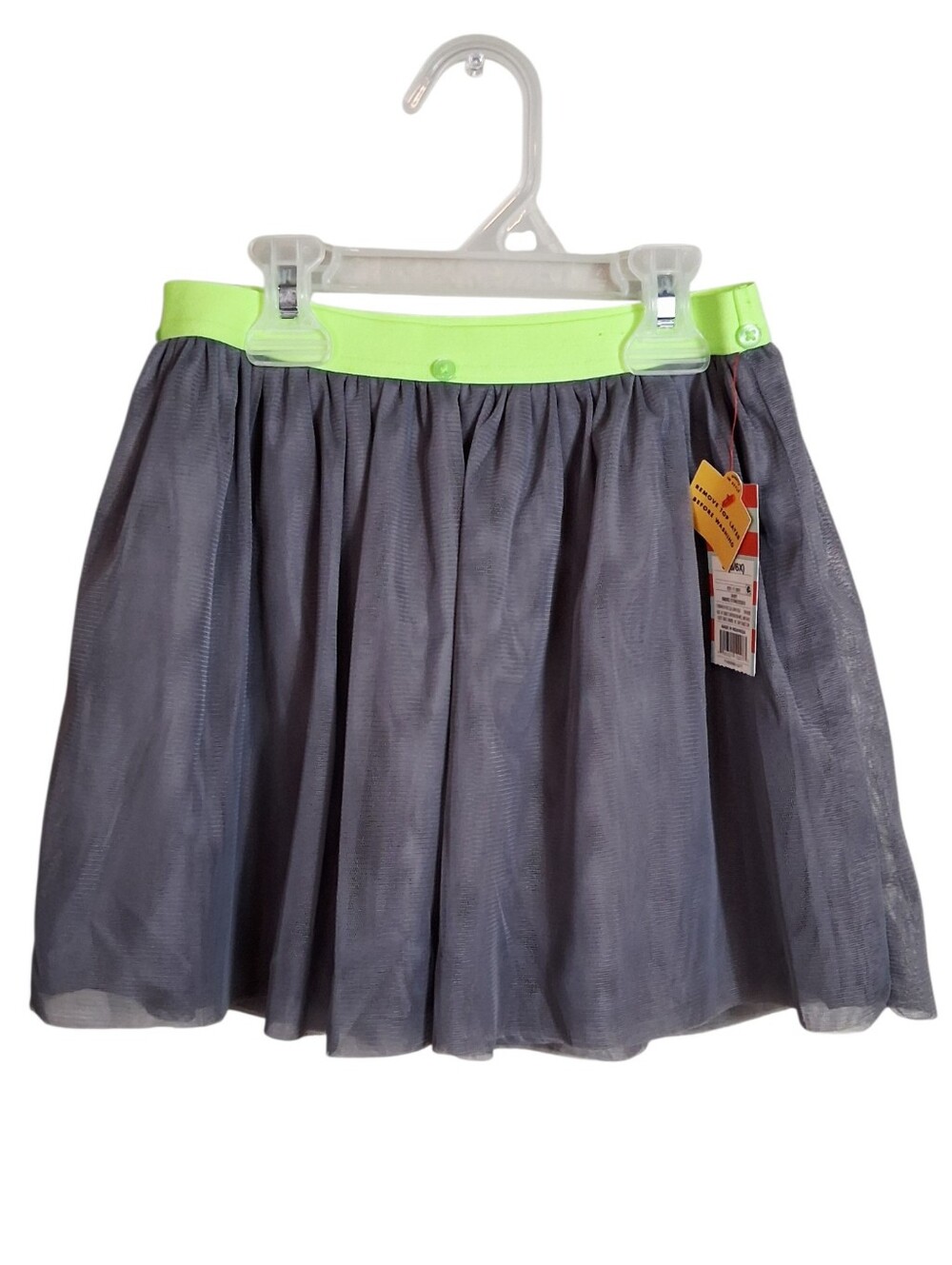 NWT | Cat & Jack | Gray Tulle Skirt Neon Waistband | Girls Size S 6/6X